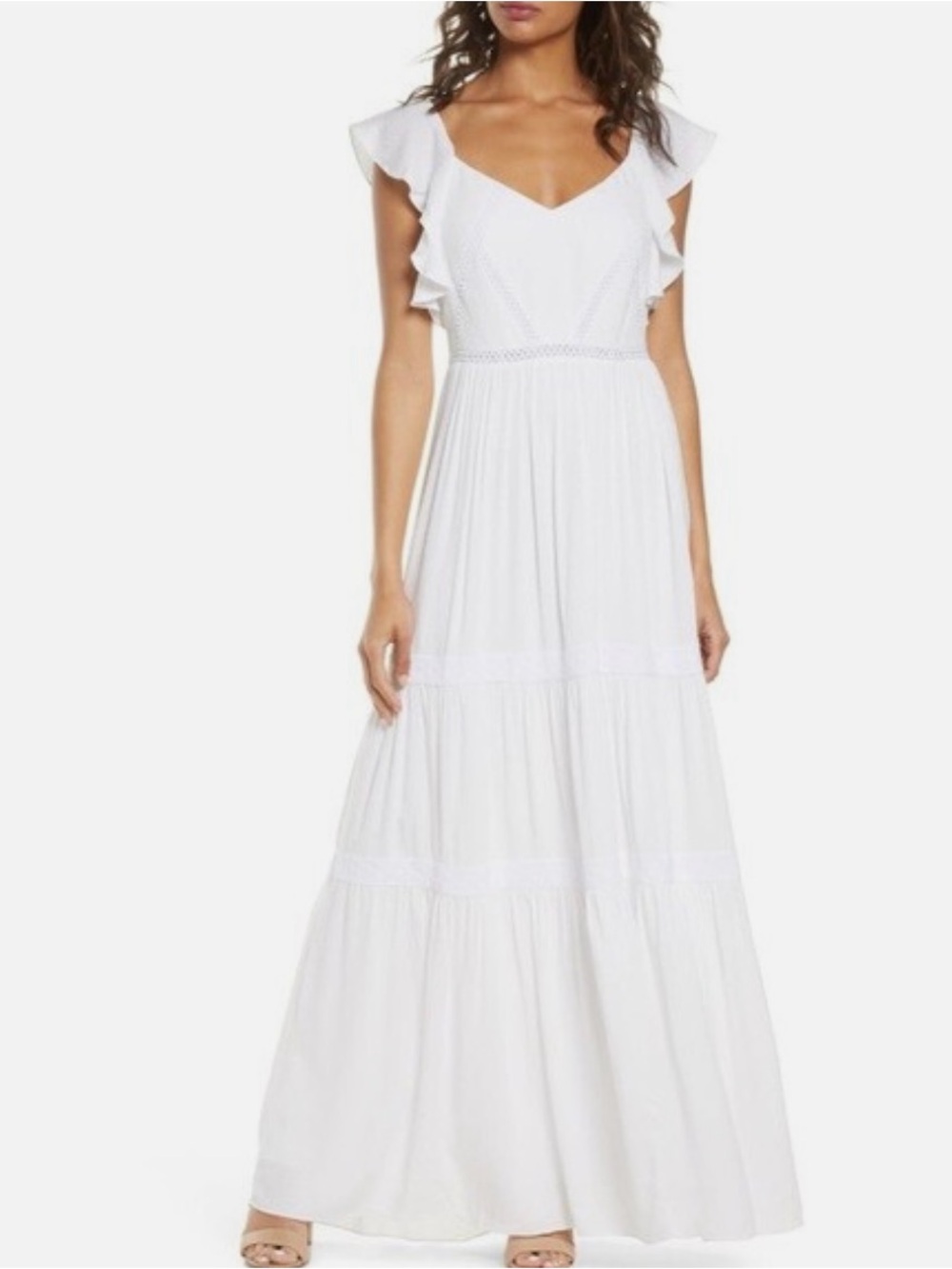 Lilly Pulitzer White Flutter Sleeve Maxi Dress Size 14